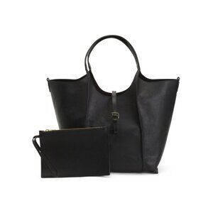 ROCAI Black Leather Tote With Inside Pouch
